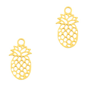 Hanger bohemian filigraan ananas goudkleurig 11 x 6 mm. Nikkelvrij