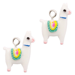 Resin hanger lama white-pink kunsthars 20 x 14 mm