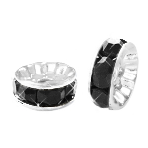 Strass rondel 10 mm silver-black