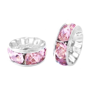 Strass rondel 10 mm silver-pink