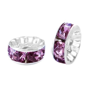 Strass Rondel 10 mm Silver light aubergine purple