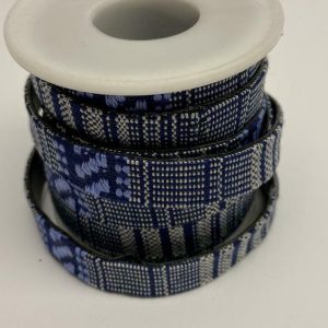 Aztec band 1 meter x 10 mm. Blauw / zwart