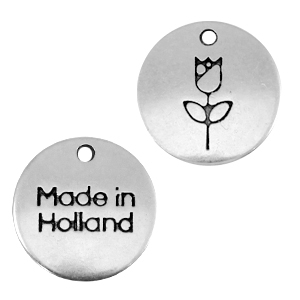 DQ bedel munt 2-zijdig. Tulp en “made in Holland” zilverkleurig.