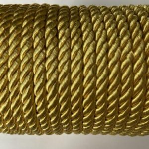 Koord 6 mm dikte. 5 meter. Polyester / katoen. Goud