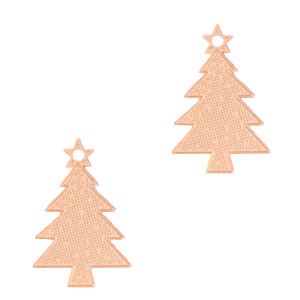 Filigraan bedel kerstboom 16 x 11 mm rosé kleur