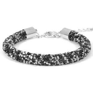 Armband 60 mm crystal diamond 8 mm Jet black- labrador silver