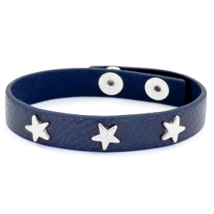 Armbandje studs silver star blue purple.