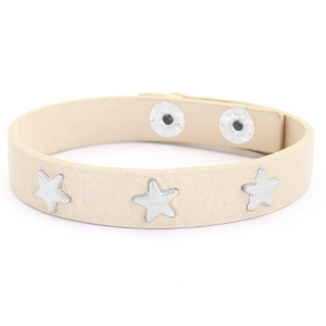 Armbandje studs silver star taupe beige.