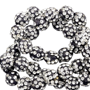 Strass kraal 10 mm Black-silver