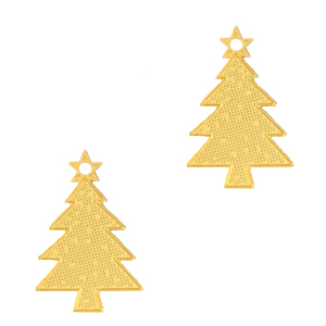 Filigraan bedel kerstboom 16 x 11mm goudkleur.