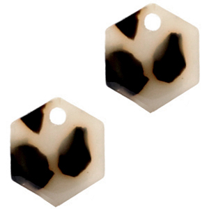 Resin hanger hexagon 14 x 12 mm. Cream black.