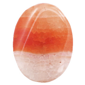 Kraal half edelsteen ovaal 25 x 35 mm. Coral red opal.