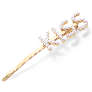 Schuifspel met parels “kiss”. 65 x 14 mm Off-white / gold