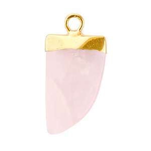 Hanger natuursteen hoektand 20 x 10 mm icy pink gold.