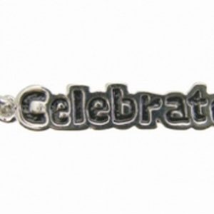 Hanger “celebrate” 31 x 16 mm. Zilverkleurig.