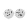 Bedel hanger “you & me” 16 mm rond. Zilverkleurig.