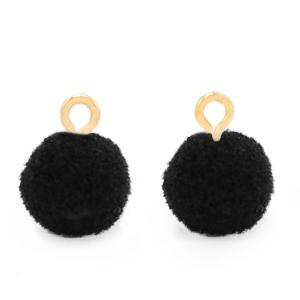 pompom bedel met oog 15 mm black / gold