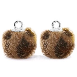 pompom 12 mm leopard chocolate brown / gold