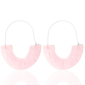 Oorbellen resin 55 x 44 light pink / silver