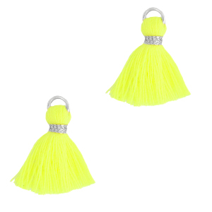 Kwastje 15 mm neon yellow / silver