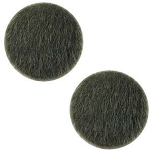 Cabochon faux fur 20 mm army green.