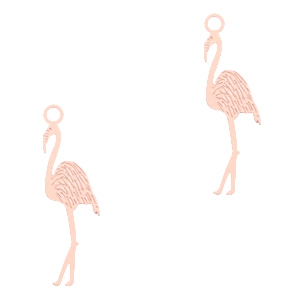 Bedel flamingo 20 x 6 mm. Rosé goudkleurig