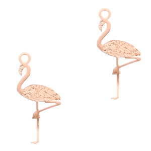 Bedel flamingo 30 x 25 mm . Roségoudkleurig