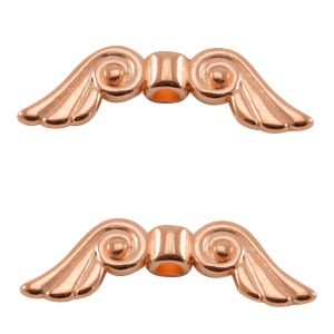 Kraal angel wings 29 x 9 mm rosé goudkleurig.