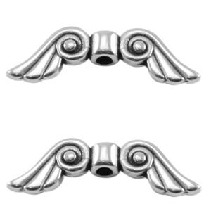 Kraal angel wings 29 x 9 mm antiek zilverkleurig.