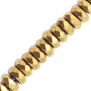 Hematite kralen facet disc 4 mm Gold