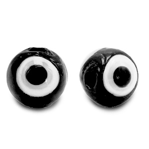 Glaskraal 6 mm evil eye black