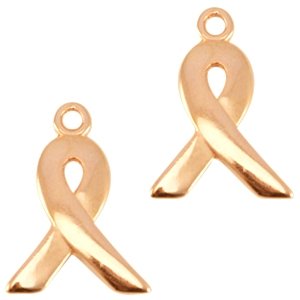 Awareness Ribbon bedel DQ metaal. 18 x 23 mm. Roségoudkleur