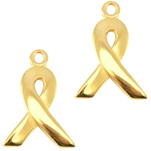 Awareness Ribbon bedel  DQ metaal 18 x 23 mm. Goudkleurig