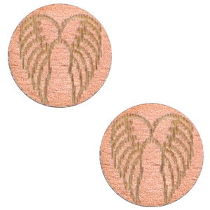 Cabochon hout angel wings 12 mm rosé kleurig