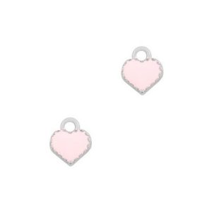 Bedel hartje 9 x 8 mm. Silver / pink