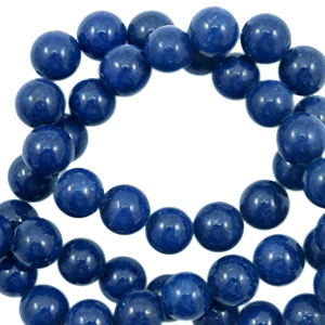 Natuursteen kralen 8 mm rond Jade deep ultramarine blue