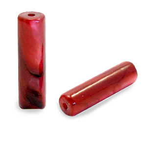 Schelp kralen tube 14 x 4 mm Ruby red