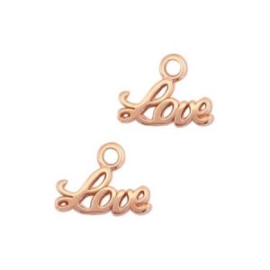 Bedel DQ metaal Love 13 x 10 mm. Rosé goudkleurig