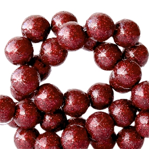 Kralen acryl Glitter Port red. 8 mm