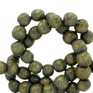 Houten kralen rond 8mm Olive green