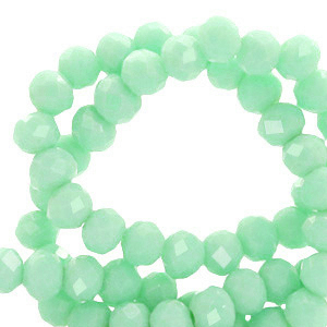 Top facet kralen 4 x 3 mm disc Pastel green – pearl shine coating