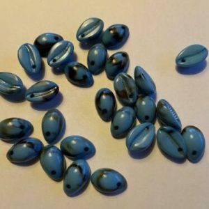 Kauri schelp blauw / zwart gewolkt 17 x 12 mm.