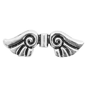 Kraal angel wings 11x 36 mm. Antiek zilverkleurig