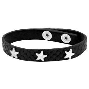 Armbandje reptile met studs silver star black