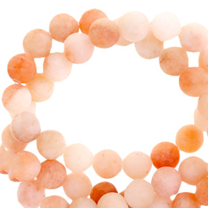 Kralen natuursteen chalcedoon 6 mm mat Peach cream