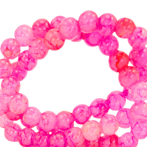 Kralen glas 4 mm gemeleerd. Hot pink