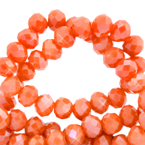 Top facet kralen 4 x 3 mm disc spicy orange pearl shine coating