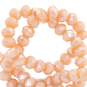 Top facet kralen 6 x 4 mm. Peach orange-pearl shine coating