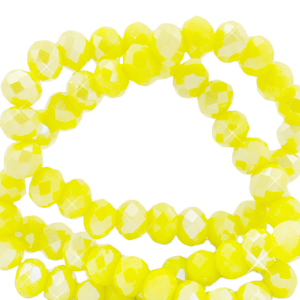 Top facet kralen 3 x 2 mm disc blazing yellow pearl shine coating