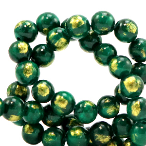 Kralen natuursteen 4 mm calciet dark green / gold